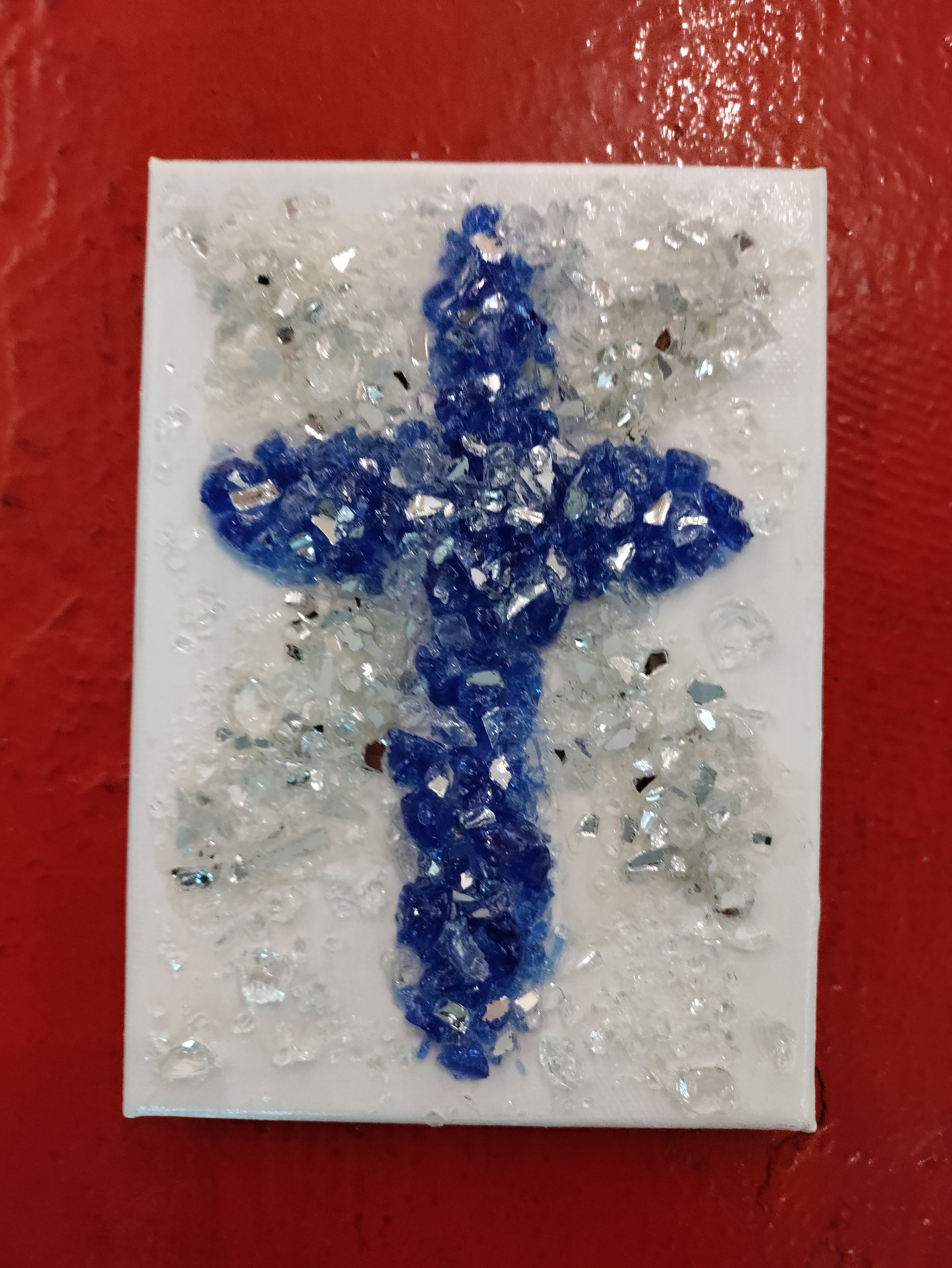 Shattered Glass Blue Cross