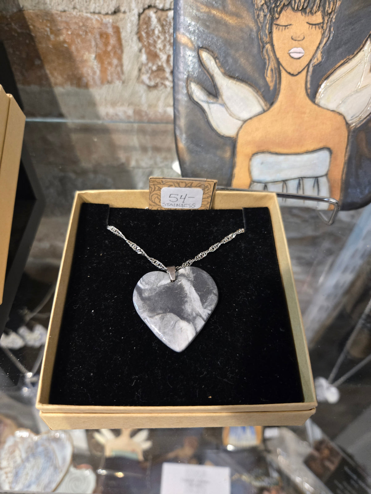 Black & White Swirl Heart Necklace
