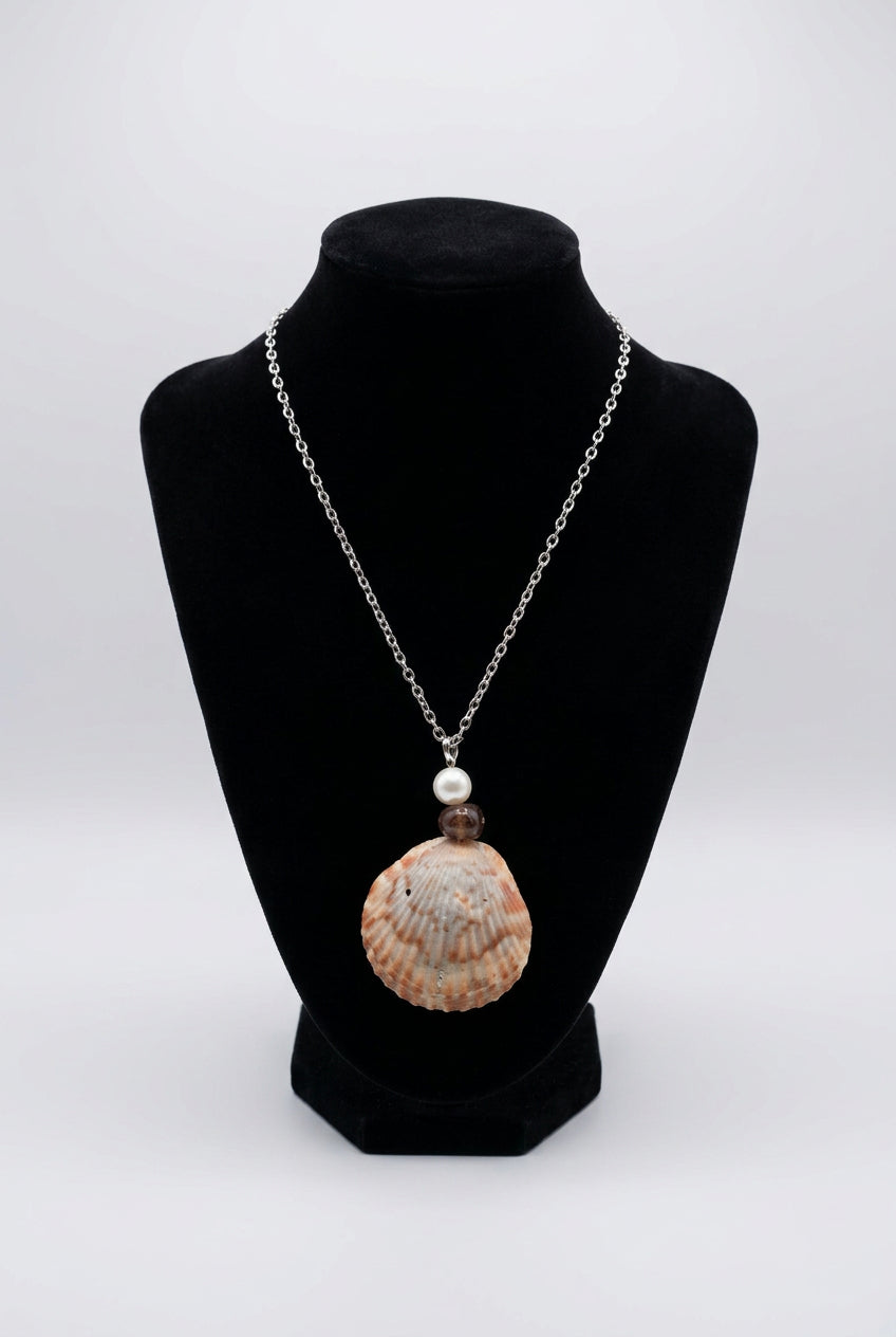 Brown Seashell & Silver Necklace