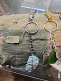 Blue & White Shell Wirewrap Keychain