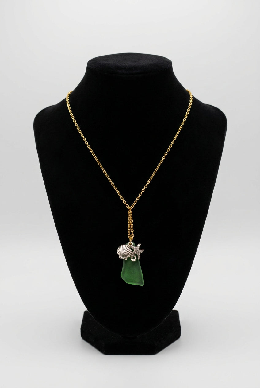 Green Seaglass Coastal Necklace