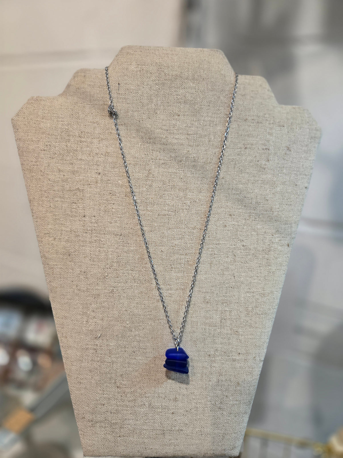 Blue Seaglass Stacked Necklace