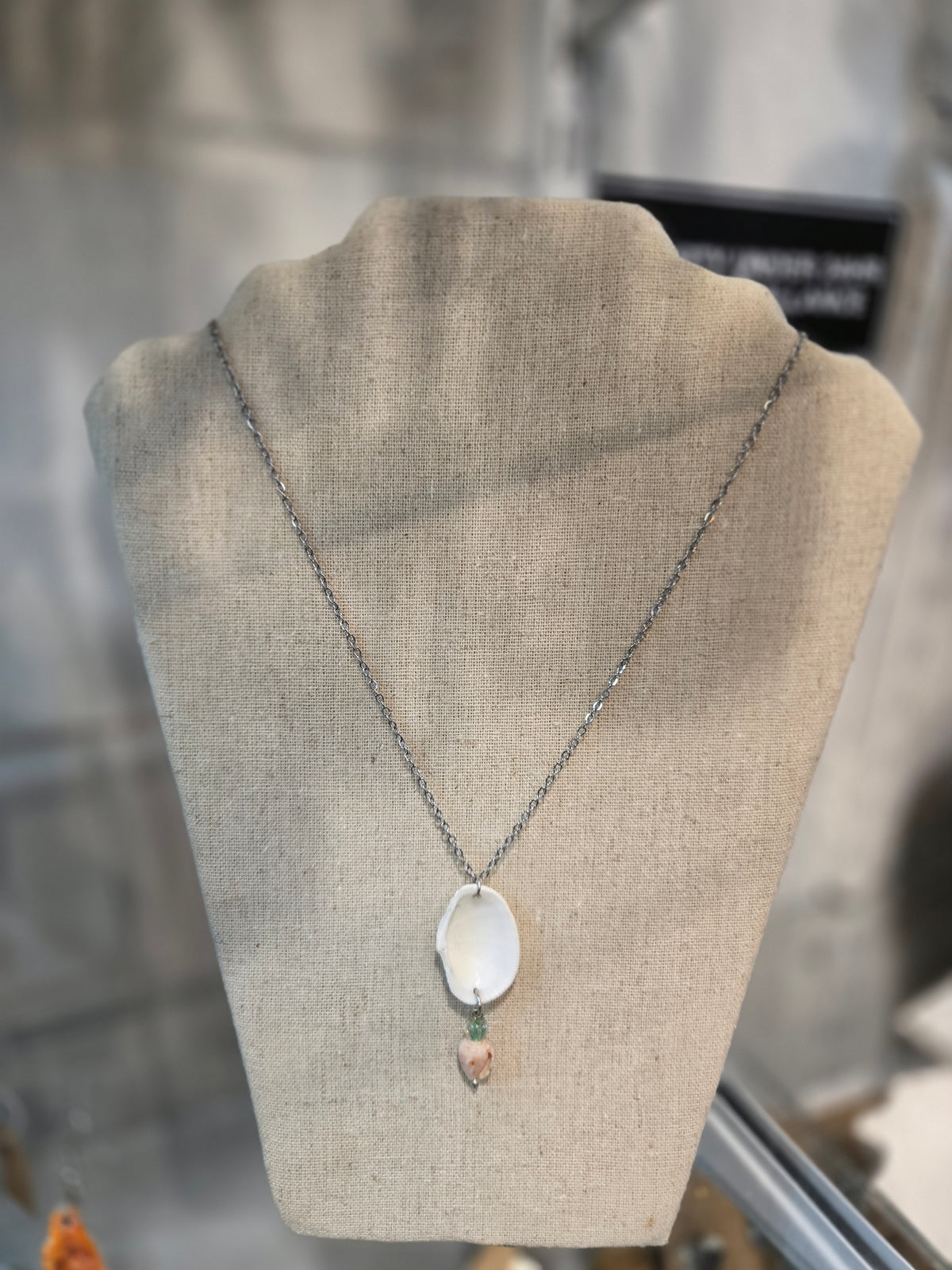 Silver Shell Beaded Necklace