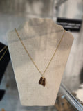 Brown Seaglass & Gold Wrap Necklace