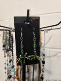 Green  & Silver Spider Earrings