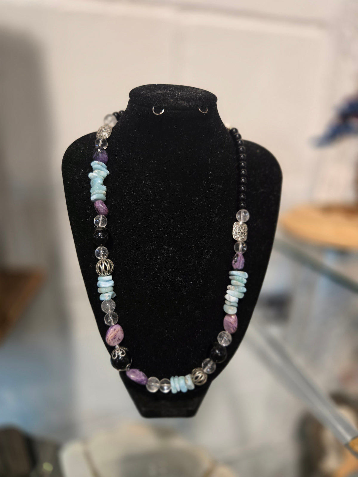 Multi Color Stone & Beaded Necklace