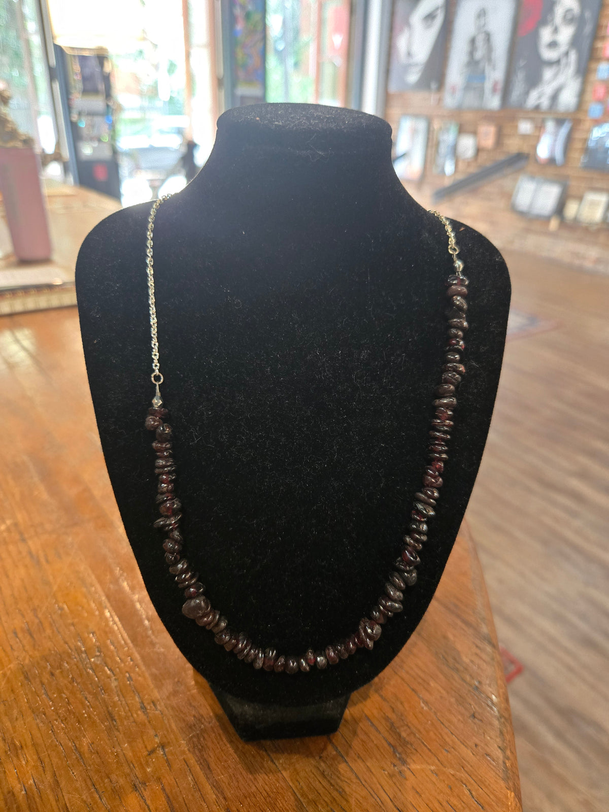 Deep Stone & Silver Necklace