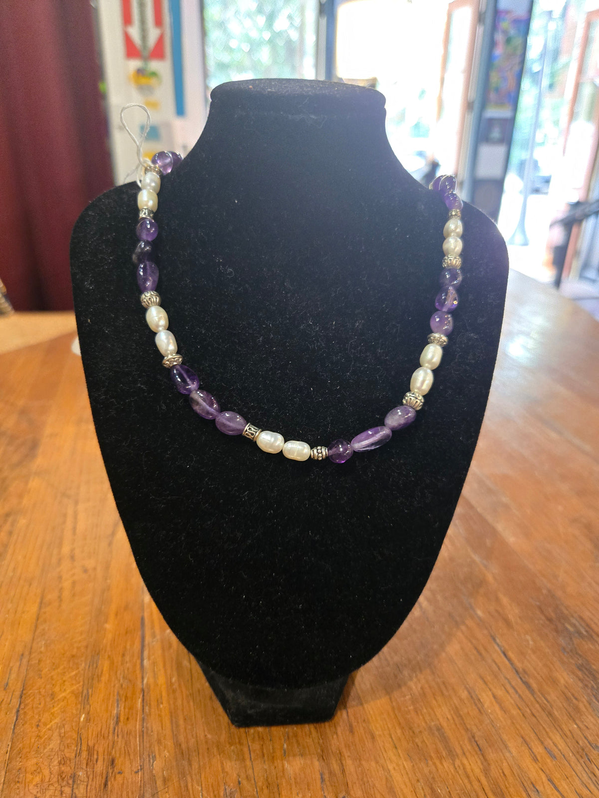 Silver Amethyst & Pearl Necklace