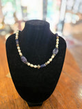 Blue & Pearl Beaded Necklace