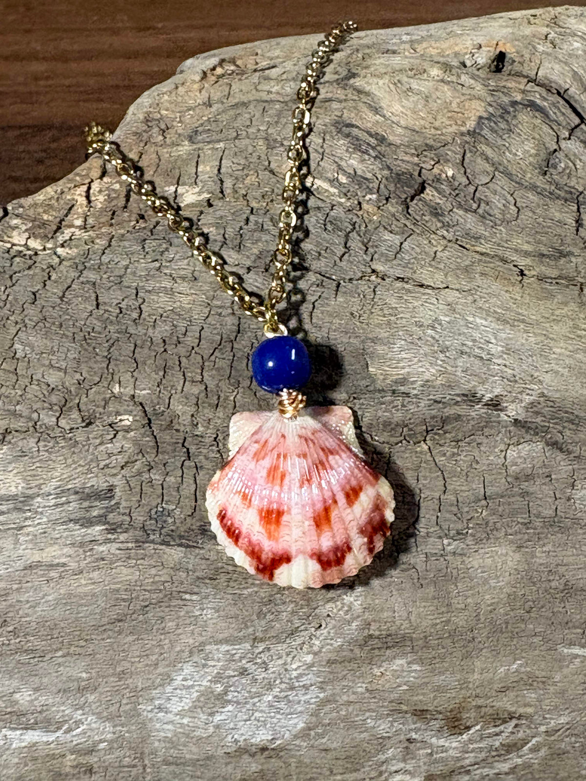 Blue & Pink Seashell Necklace