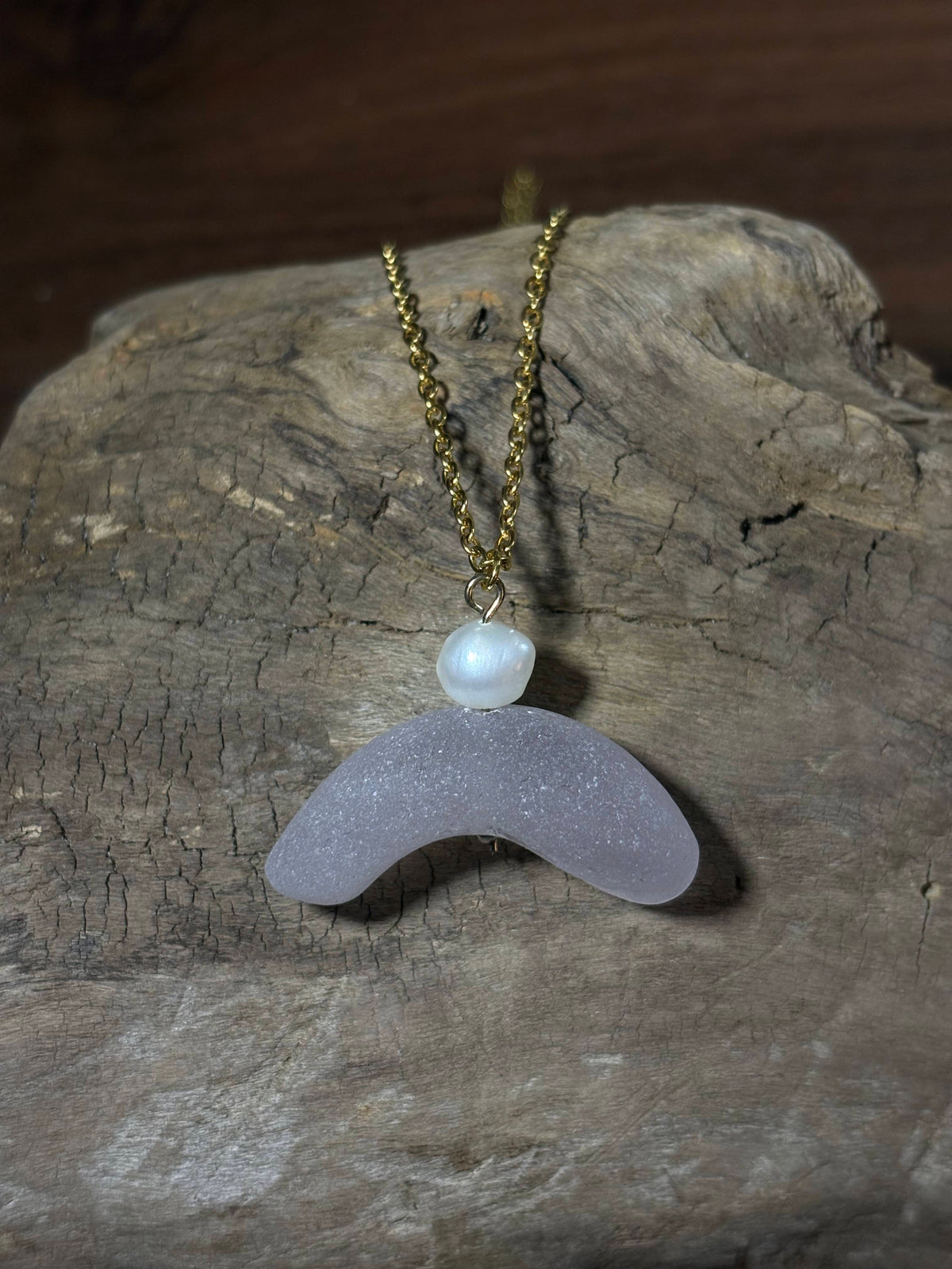 Pink Moonstone Sea Glass Necklace