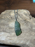 Silver & Green Seaglass Wirewrap Necklace