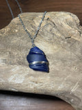 Silver & Blue Seaglass Wirewrap Necklace