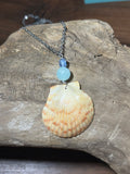 Blue & Orange Silver Shell Necklace