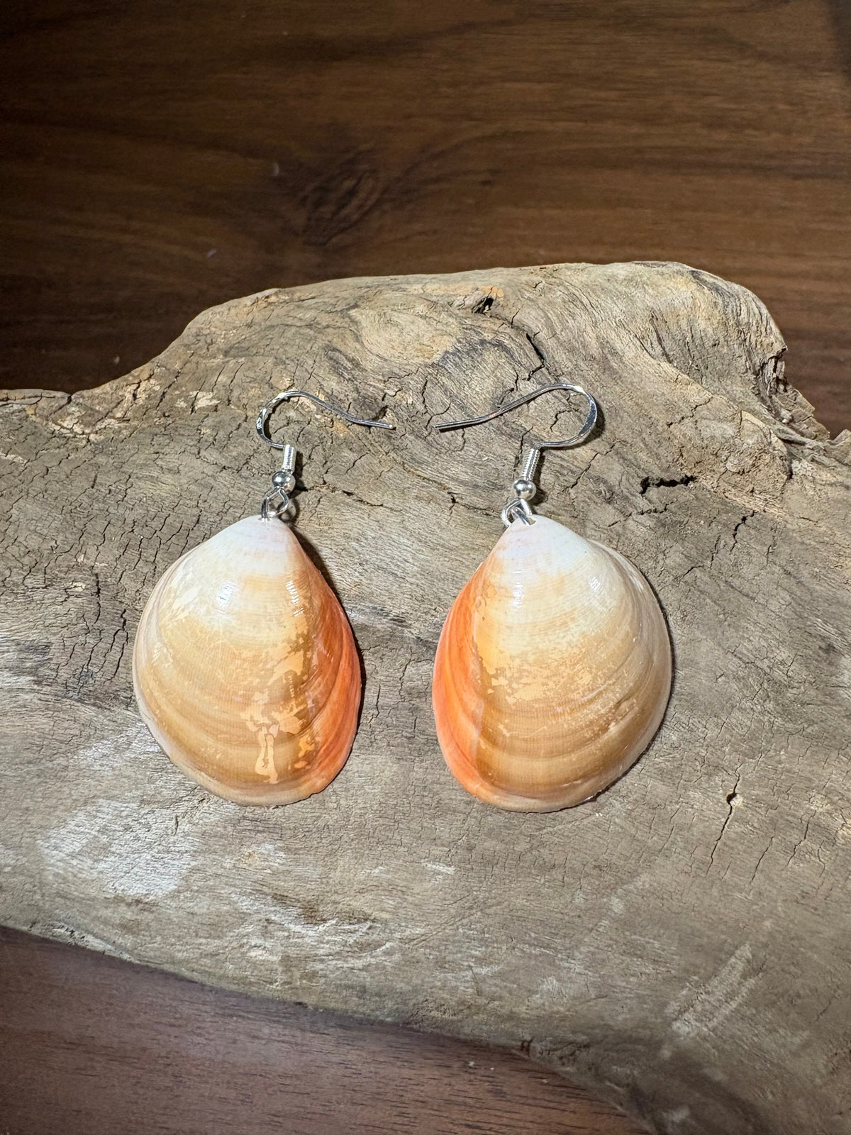 Orange Shell Drop Earrings