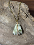 Green & White Gold Wirewrap Necklace