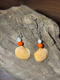 Orange & White Shell Earrings