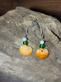 Green Orange & Pearl Shell Earring