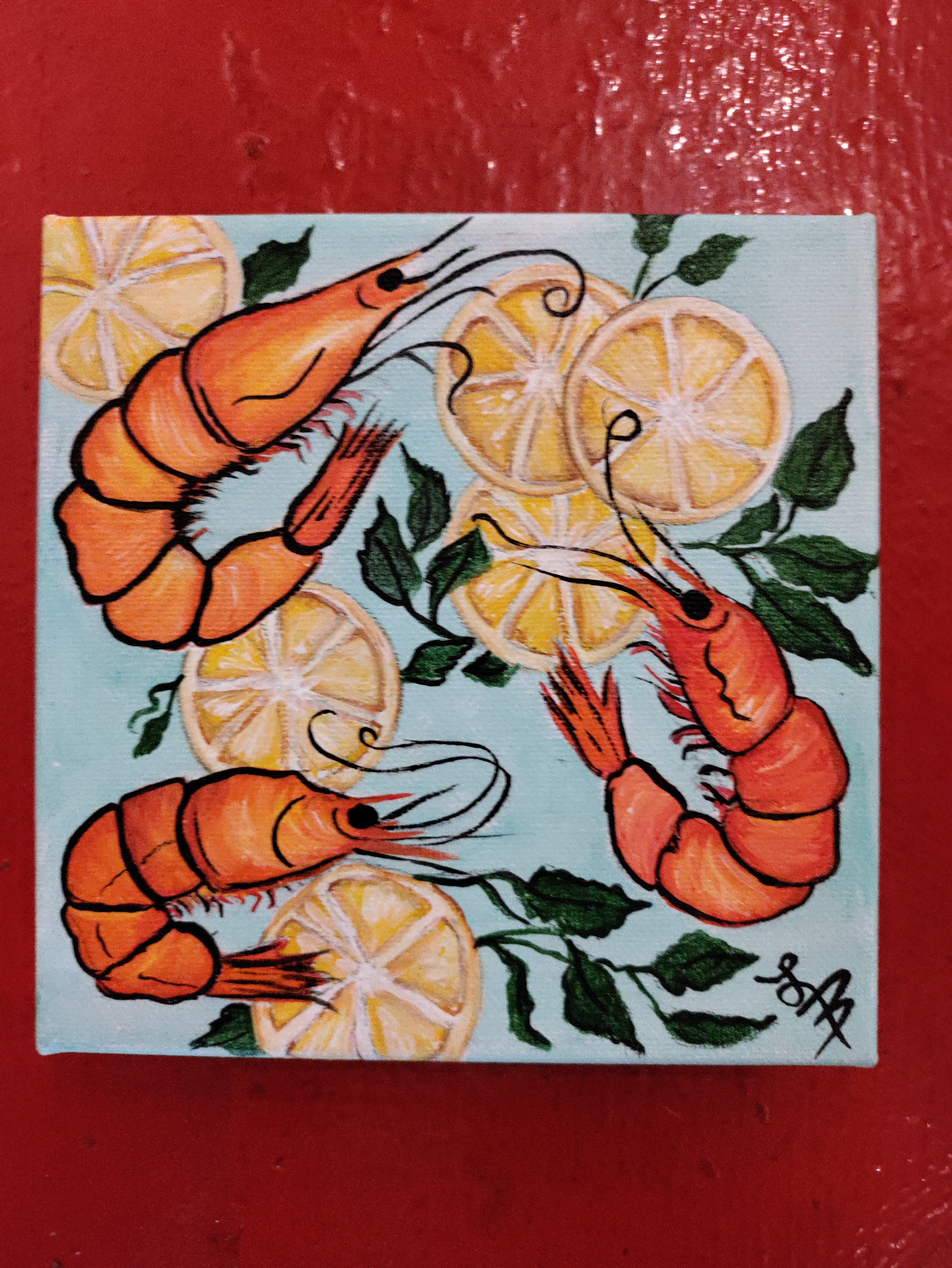 "Shrimp on Blue"