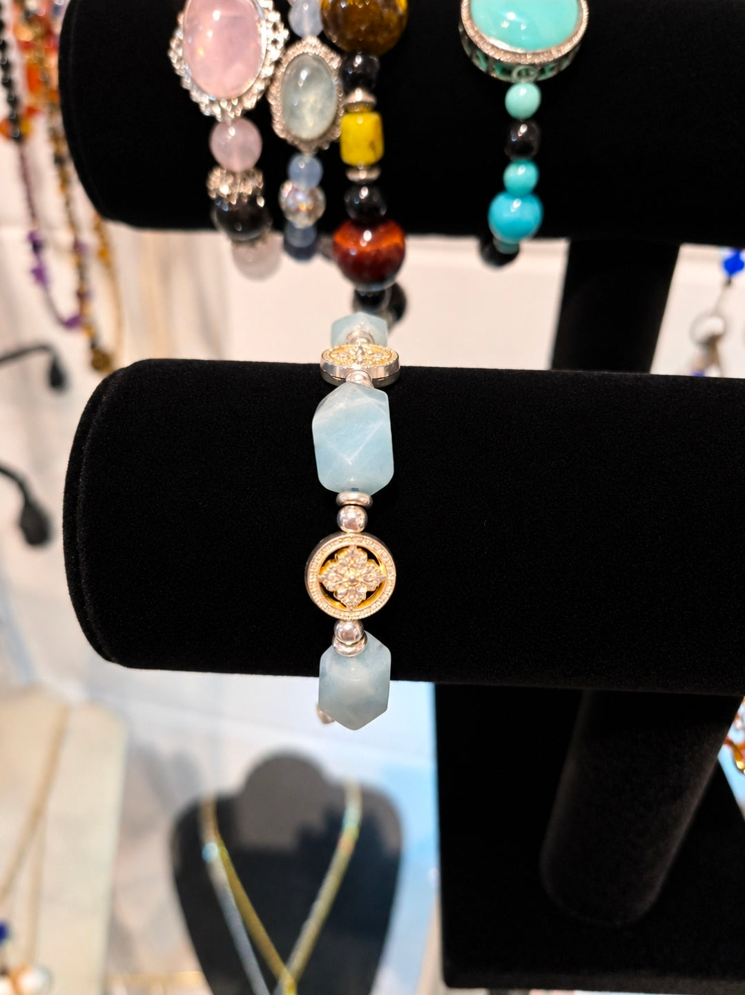 Aquamarine & Silver Charm Bracelet
