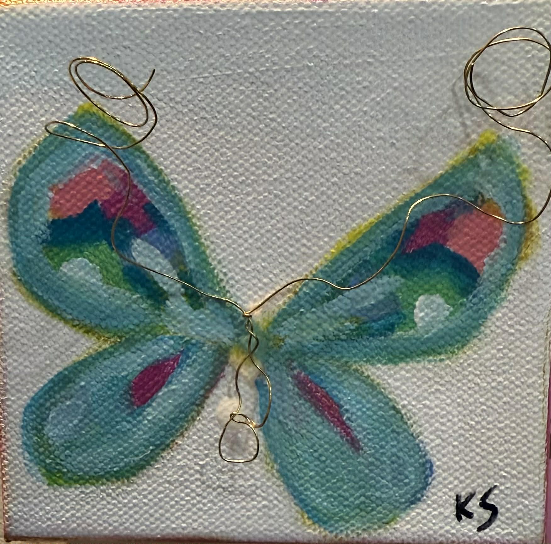 "Pink on Blue Butterfly"