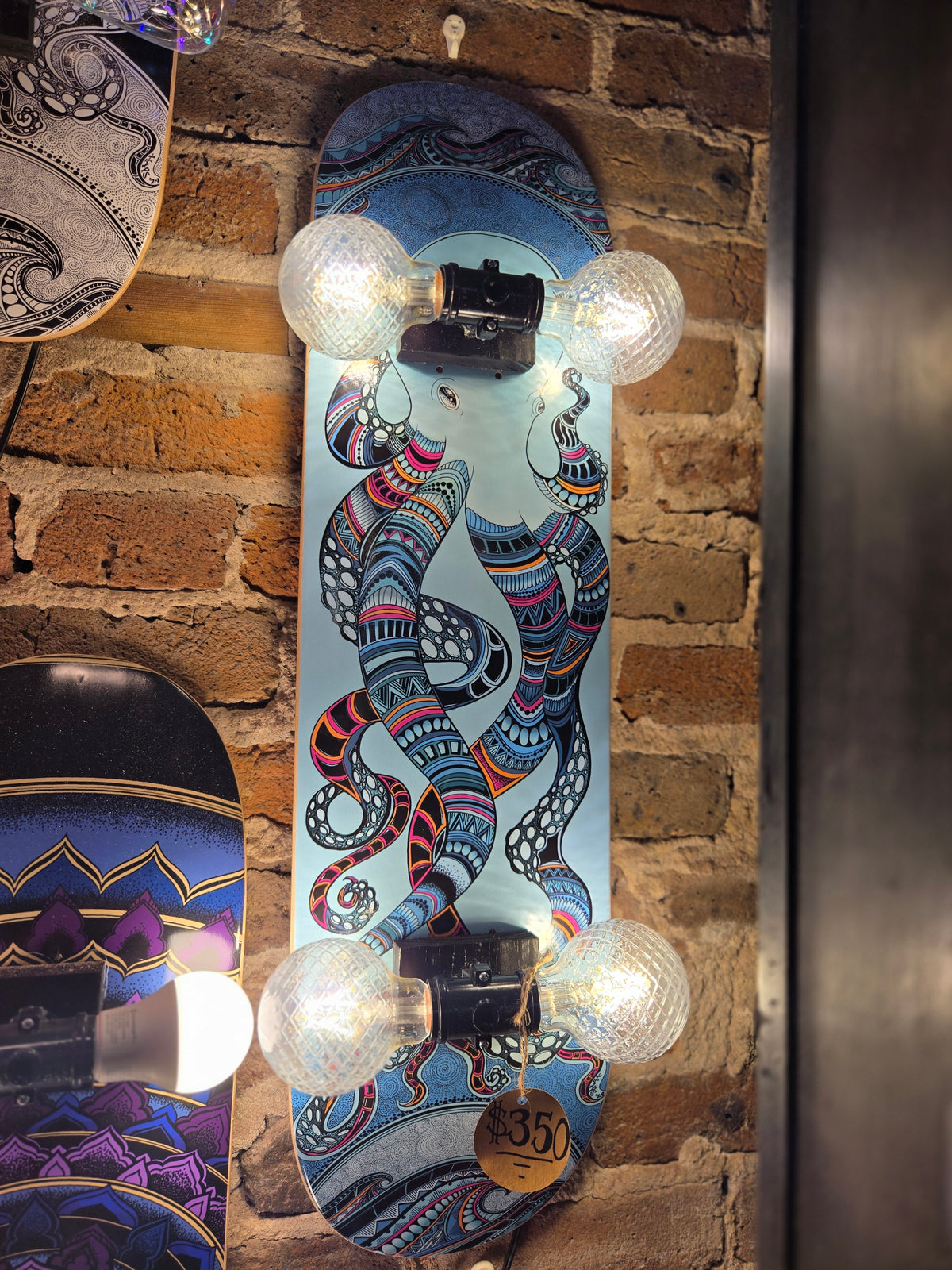 Blue Octopus Skateboard Lamp